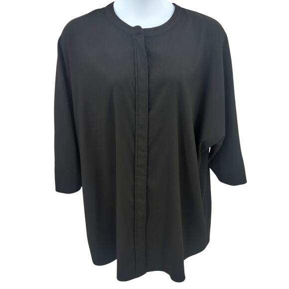 Ulla Popken Plus Size 20 22 Black Tunic Blouse Capsule Wardrobe Essential - Picture 1 of 12